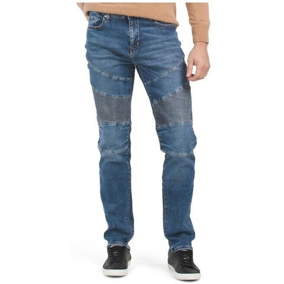 $219 NWT TRUE RELIGION ROCCO MOTO SKINNY Jeans Stretch Men's 36x32‎ Sandstorm - Picture 1 of 2